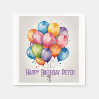 Happy Birthday Balloons Paper Napkin - Benutzerdef Serviette