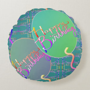 Happy Birthday Balloons Round Pillow Rundes Kissen