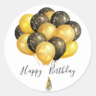 Happy Birthday Balloons Runder Aufkleber