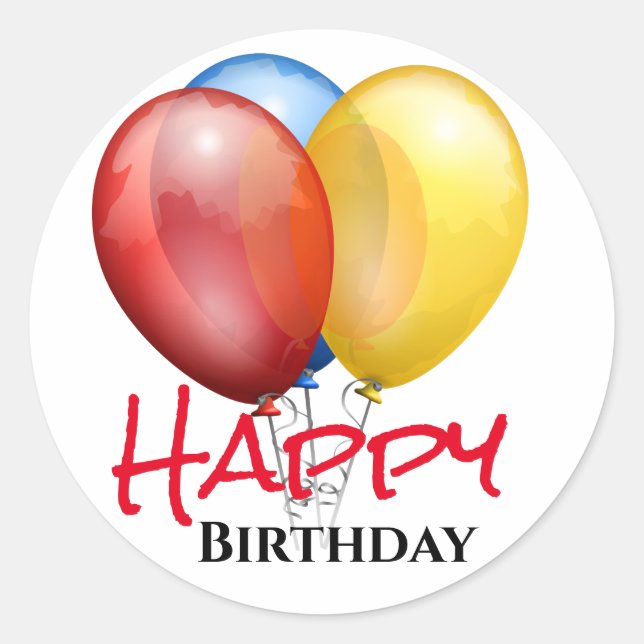 Happy Birthday Balloons Runder Aufkleber (Vorderseite)