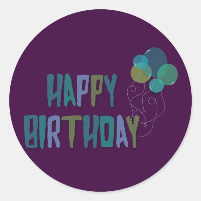 Happy Birthday Balloons Runder Aufkleber (Vorderseite)