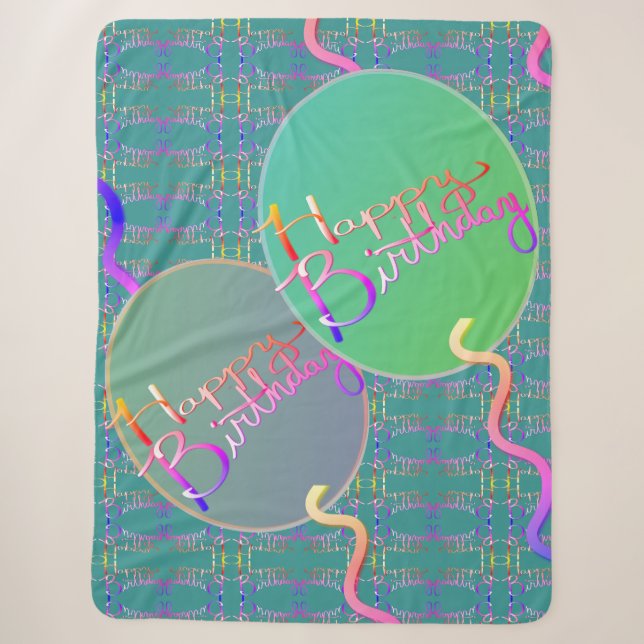 Happy Birthday Balloons Sherpa Blanket Sherpadecke (Vorderseite)
