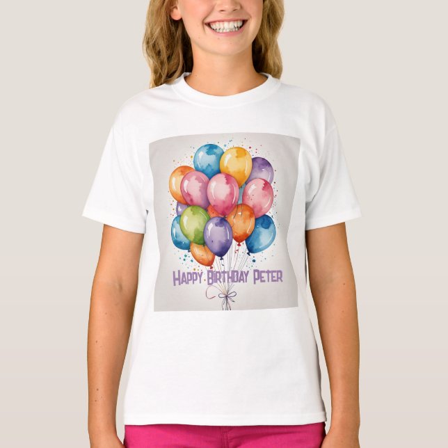 Happy Birthday Balloons T - Shirt - Individuelle N (Vorderseite)