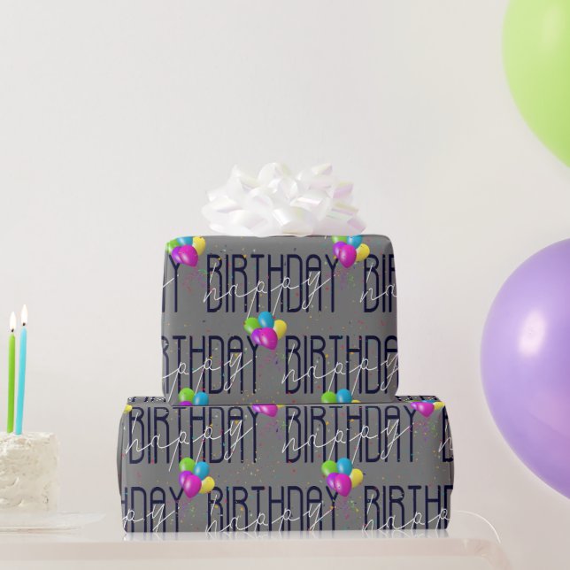 Happy Birthday Balloons und Confetti Geschenkpapier (Partygeschenke)