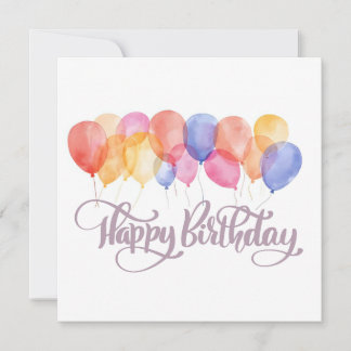 Happy Birthday Balloons Watercolor Geburtstagkarte