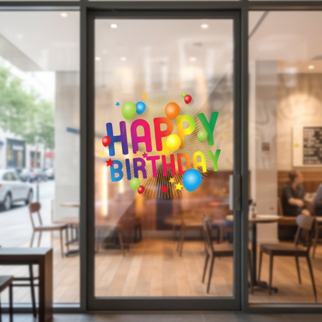 Happy Birthday Balloons Window Cloning Fensteraufkleber (Happy Birthday Balloons Window Cling)