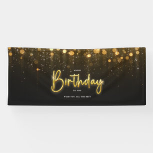 Happy Birthday Banner Black Glitzer