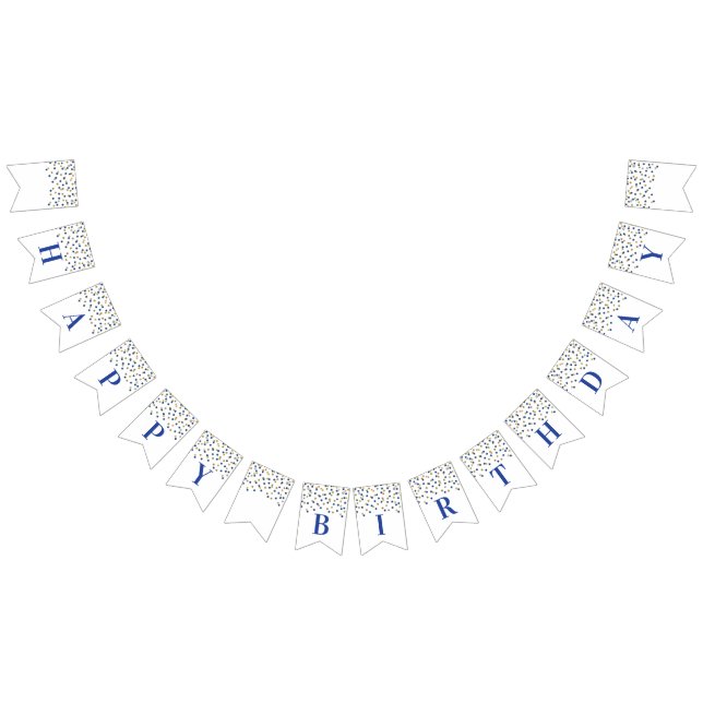 Happy Birthday Banner Blue Gold Confetti (Alle)