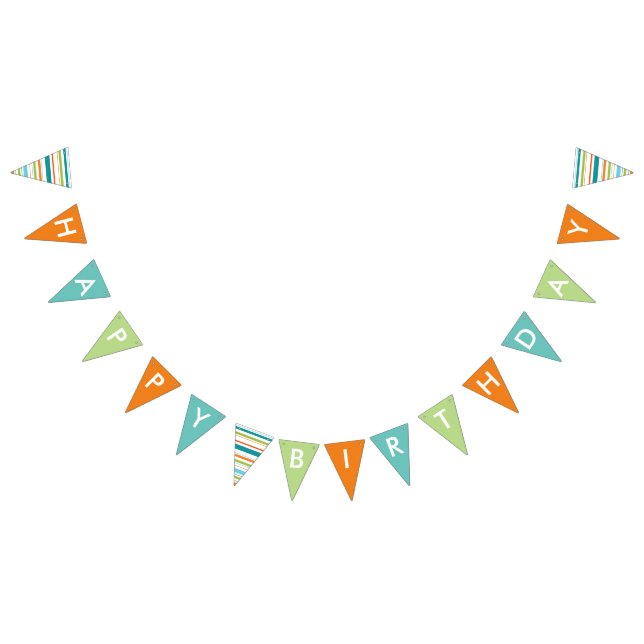 Happy Birthday Banner mit Streifen (Alle)