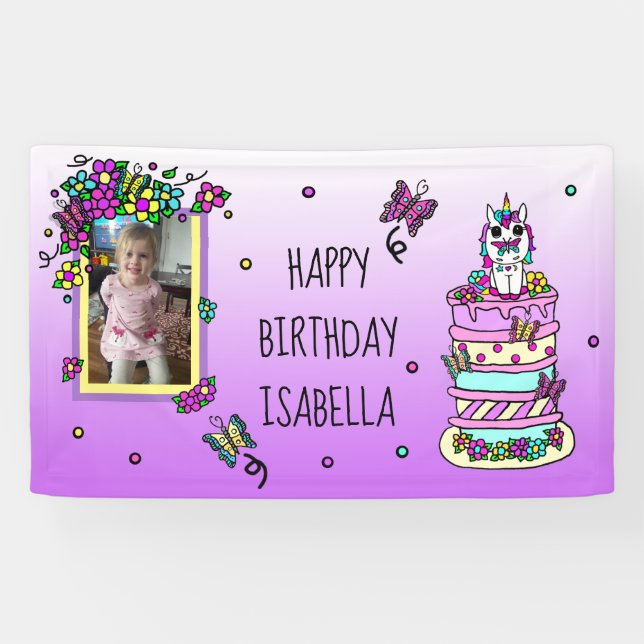 Happy Birthday Banner Personalisiert Unicorn (Horizontal)