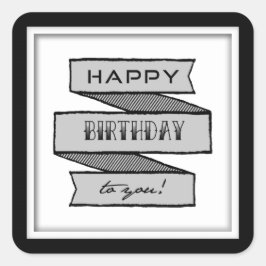 Happy Birthday Banner Typografy Stickers