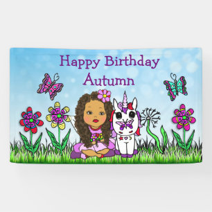 Happy Birthday Banner Unicorn und Fairy