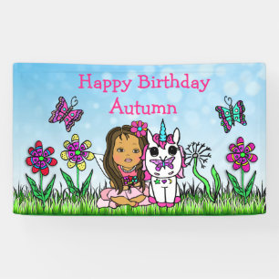 Happy Birthday Banner Unicorn und Fairy