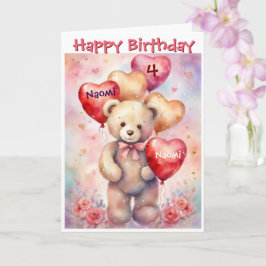 Happy Birthday Bär hinzufügen Mädchen Name & Alter Karte