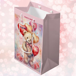 Happy Birthday Bären Name & Alter hinzufügen Mittlere Geschenktüte
