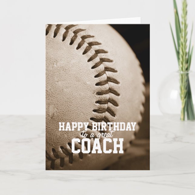 Happy Birthday Baseball Coach Karte (Vorderseite)