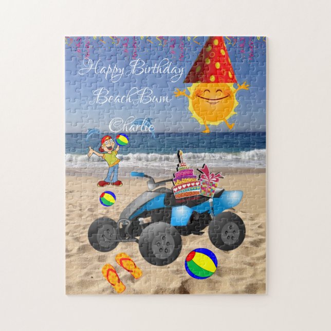 Happy Birthday Beach Bum Cake Hat Sun Sand (Vertikal)