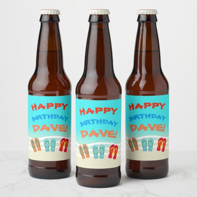 Happy Birthday Beach Party Custom Bierflaschenetikett (Flaschen)