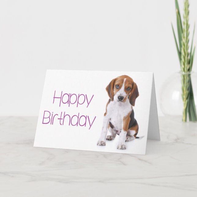 Happy Birthday Beagle Puppy Dog Grußkarte Karte (Vorderseite)