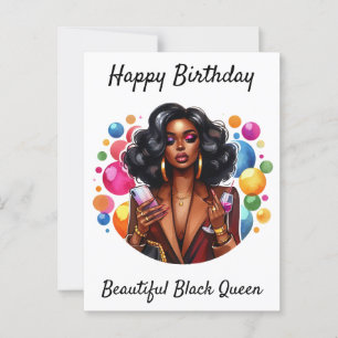 Happy Birthday Beautiful Black Queen Melanin Sista Postkarte