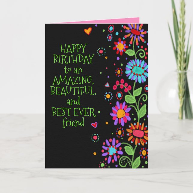 Happy Birthday Beautiful Friend Karte (Vorderseite)
