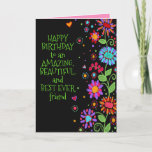 Happy Birthday Beautiful Friend Karte<br><div class="desc">Dein bester Freund muss wissen, dass du an sie an ihrem besonderen Tag denkst. Dieses niedliche, lustige Blumendesign wäre die perfekte Karte für einen besonderen Freund. Das handgezeichnet Design entstand aus einer Illustration, die ich für meine Inspirivity Facebook Seite erstellt habe (wo ich täglich inspirierende Kunst erschaffe). Die meisten Designs,...</div>