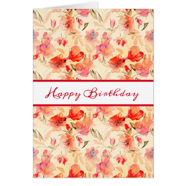 Happy Birthday Beautiful Peach Floral Card (Vorne)