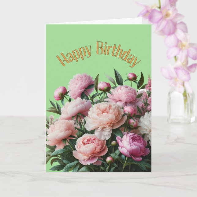 Happy Birthday Beautiful Peonies Karte (Orchidee)