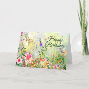 Happy Birthday Beautiful Watercolor Garden Blume Dankeskarte