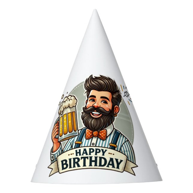 Happy Birthday Beer Party Hat for Men Partyhütchen (Vorderseite)