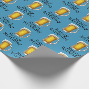 Happy Birthday Beer Tasse auf Aqua Geschenkpapier