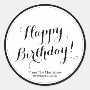 Happy Birthday benutzerdefinierte Skriptname schwa Runder Aufkleber