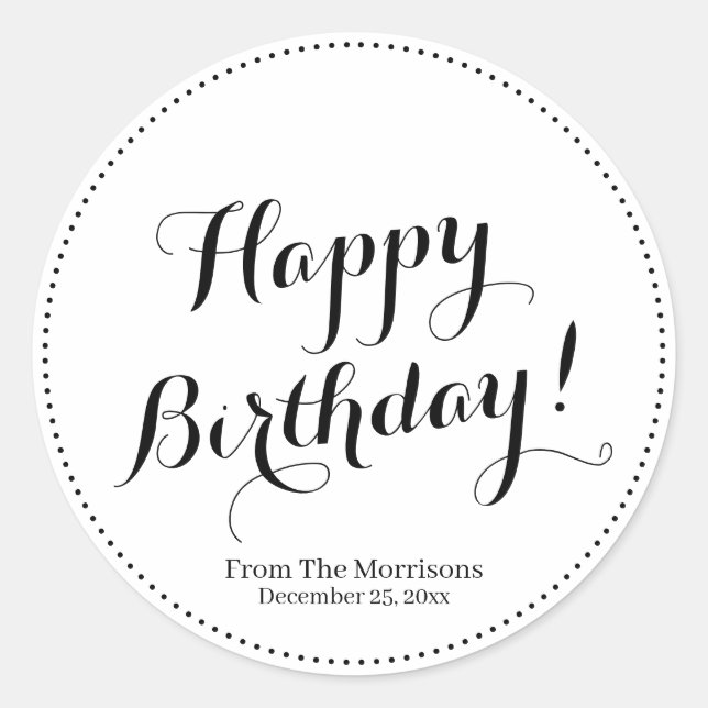 Happy Birthday benutzerdefinierte Skriptnamensgren Runder Aufkleber (Vorderseite)