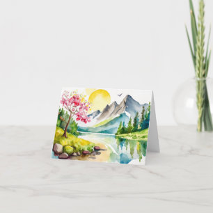 Happy Birthday Berg Aquarell-Grußkarte Karte