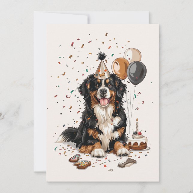 Happy Birthday Bernese Mountain Dog Einladung (Vorderseite)