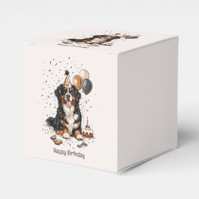 Happy Birthday Bernese Mountain Dog Geschenkschachtel (Vorderseite)