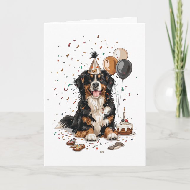 Happy Birthday Bernese Mountain Dog Karte (Vorderseite)