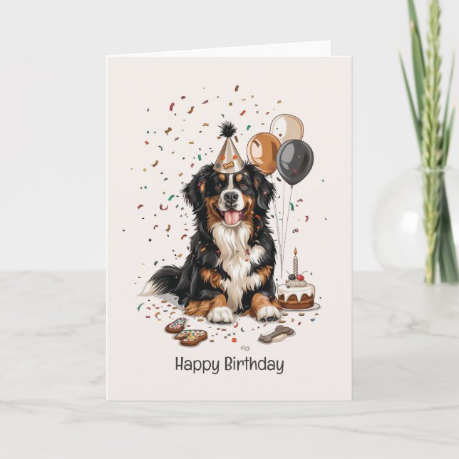 Happy Birthday Bernese Mountain Dog Karte (Vorderseite)