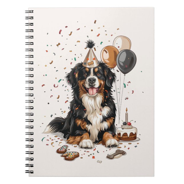 Happy Birthday Bernese Mountain Dog Notizblock (Vorderseite)