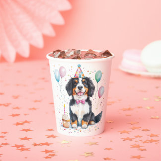 Happy Birthday Bernese Mountain Dog Pappbecher