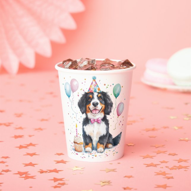 Happy Birthday Bernese Mountain Dog Pappbecher (Insitu)