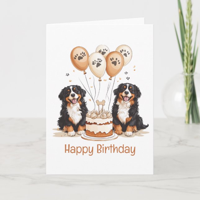 Happy Birthday Bernese Mountain Hunde Karte (Vorderseite)