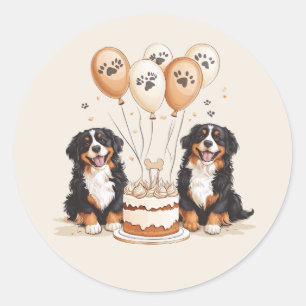 Happy Birthday Bernese Mountain Hunde Runder Aufkleber