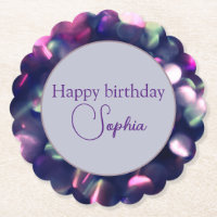 "Happy Birthday" Berry Sparkle Paper Untersetzer