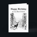 Happy Birthday Best Friend Vintag Stag, Deer Karte<br><div class="desc">Happy Birthday Best Friend Nephew Stag,  Hirsche,  Wildtiere,  Natur</div>