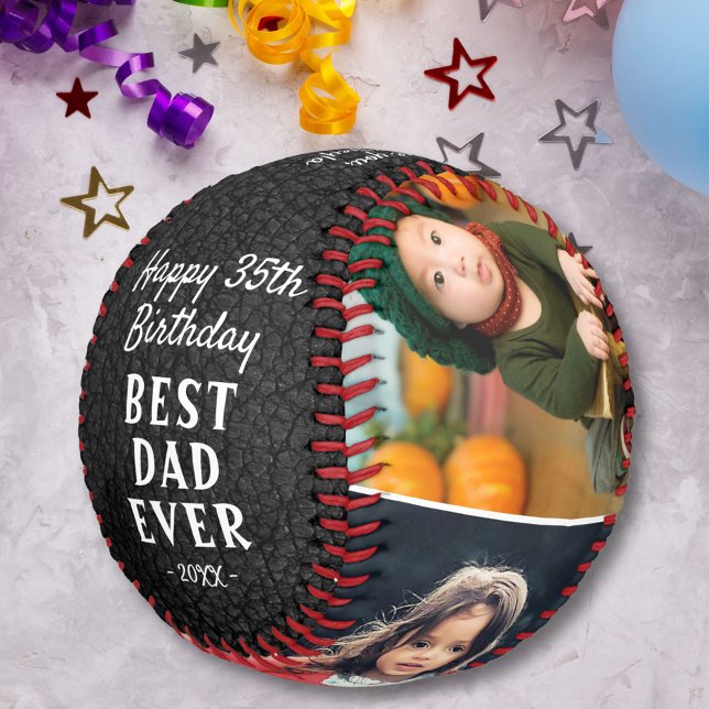 Happy Birthday Best Vater Black Leather 3 Foto Baseball (Von Creator hochgeladen)