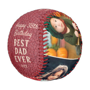 Happy Birthday Best Vater Red Leather 3 Foto Baseball