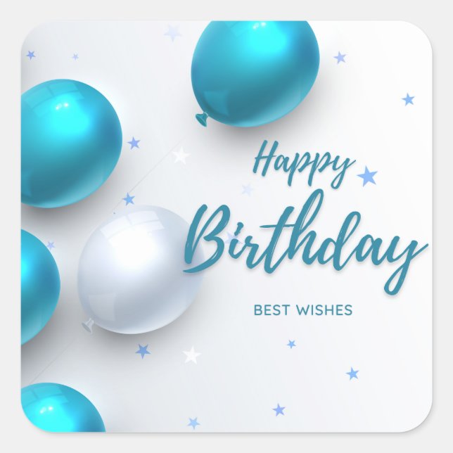 Happy Birthday Best wünscht Quadratischer Aufkleber (Vorderseite)