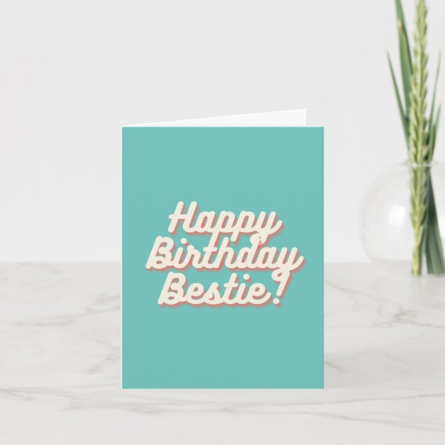 Happy Birthday Bestie | Aquamarine Karte (Vorderseite)