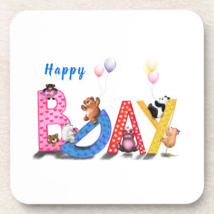 Happy Birthday Beverage Coaster Baby Bears Party Getränkeuntersetzer